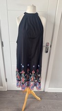 SHEIN Curve Black Embroidered Halterneck Boho Midi Dress Women XXXL UK 28-30 B55