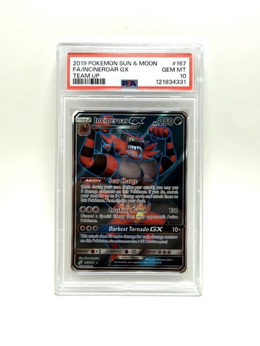 INCINEROAR GX 2019 POKEMON SUN & MOON TEAM UP 167/181 FULL ART PSA 10 NEW CERT