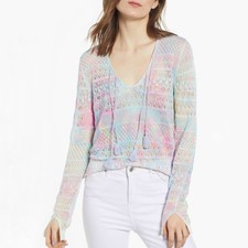 Zadig  Voltaire Delvy Rainbow Colorful Open Knit Sweater Size XS