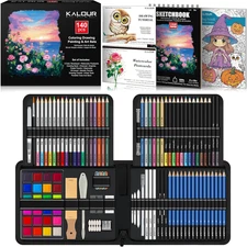 140-Piece Drawing Set with Sketchbook, Art Supplies, and Tutorial for Beginners