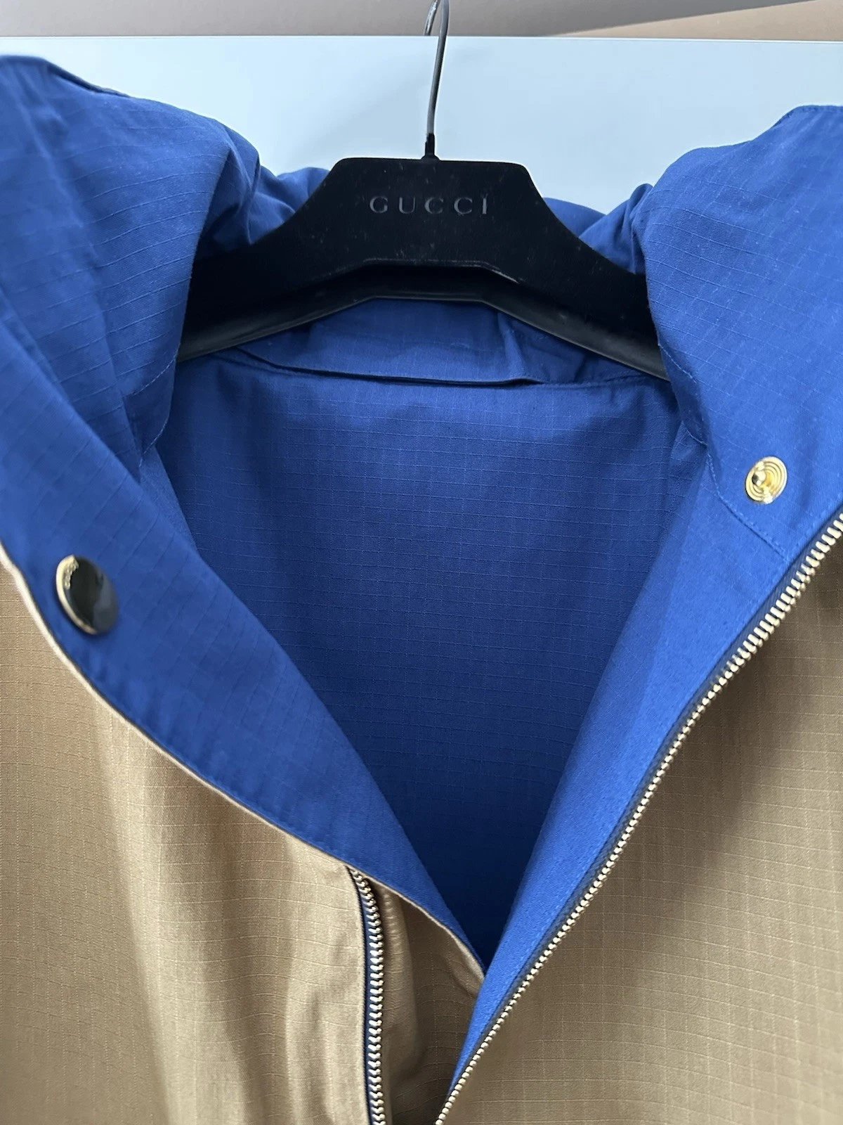Giacca Gucci Blouson taglia 54 (XL) blu marrone reversibile
