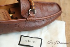 Gucci GG Monogram Brown Bamboo Bit Loafers Shoes Flats Men's UK 7.5 G US 8.5