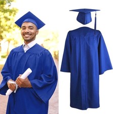 Unisex Graduation Gown Cap Tassel Set High School and Bachelor Blue Royal xL