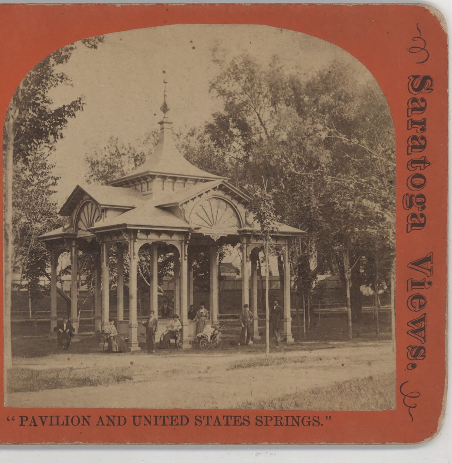 Pavilion & United States Spring Saratoga Springs Sipperly Stereoview c1870