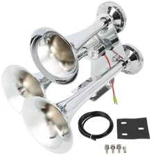 152DB 105MM 3 Trumpet Train Horn Kit For Truck Van Car Electric Air Horn