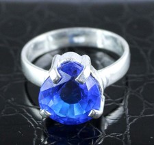Anello certificato pietra preziosa tanzanite blu taglio pera naturale 9,85 ct...