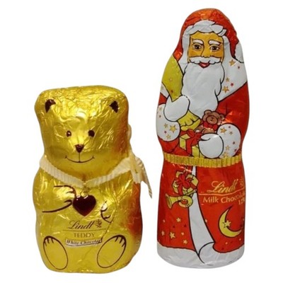 Lindt Teddy & Weihnachtsmann Schokoladenfiguren 2er Pack Festliche Feiertage Leckereien