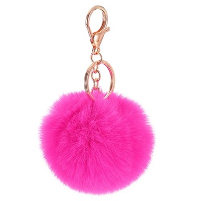 Taschenbommel 8cm Kunstfell Kaninchen Damen (rosa rot)