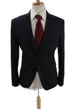 Zara Man Mens Two-Buttoned Long Sleeve Collared Blazer Blue Size 40