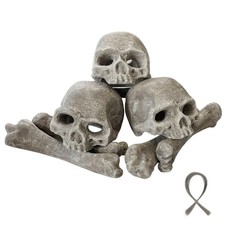 9 Pcs Fireproof Ceramic Skull Logs for Fire Pit, Bonfire, Halloween Decor, Firep