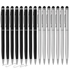 Stylus Pens for Touch Screens, 2 in 1 Stylus Pen Black Ink Ballpoint Pens 15pk