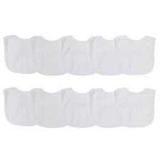 2-Ply Knit Terry Solid Color Feeder Bibs in White - 10 Count Pack of 1 
