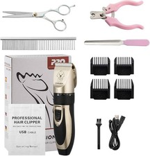 Dog Cat Pet Grooming Kit Rechargeable Cordless Electric Hair Clipper Trimmer Set