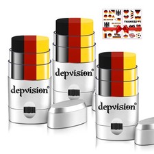 3 Pack Germany Flag Face Paint Stick, Black Red Yellow Body Paint Sticks for Fan