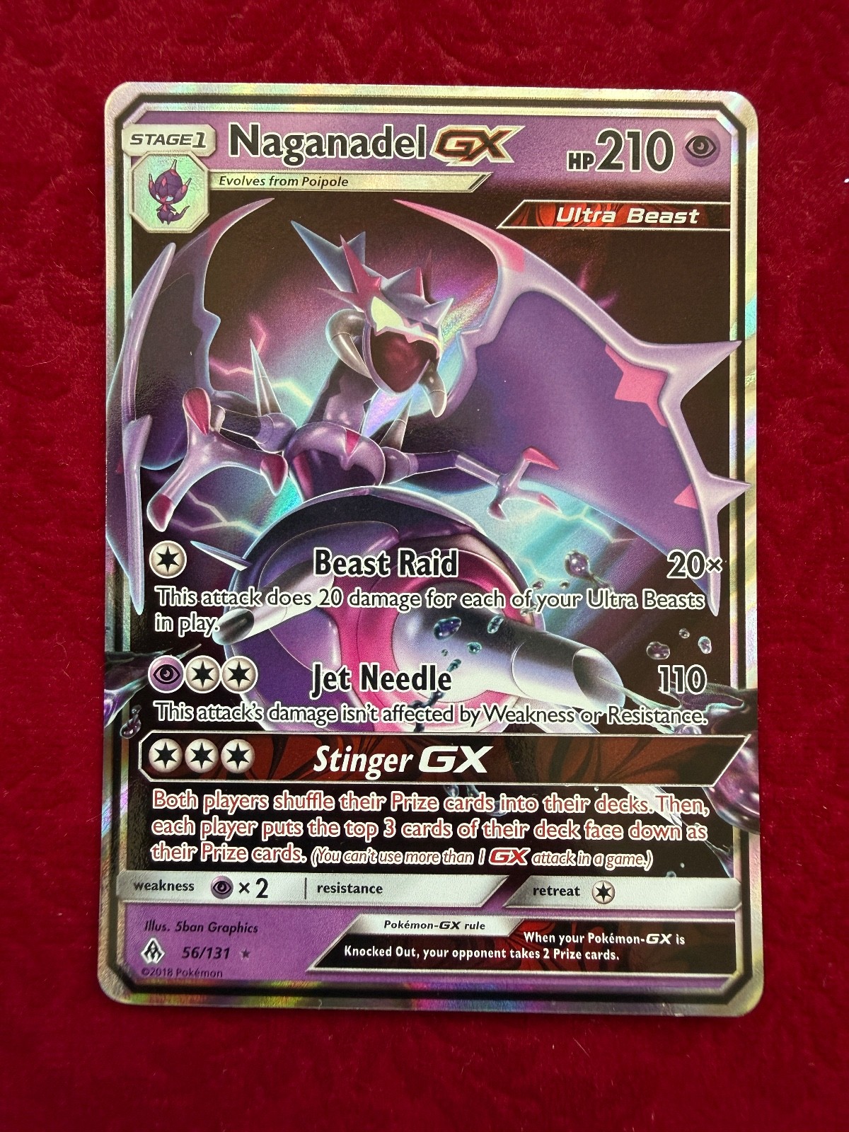 Pokemon TCG Naganadel GX Full Art 56/131, Forbidden Light (NM)
