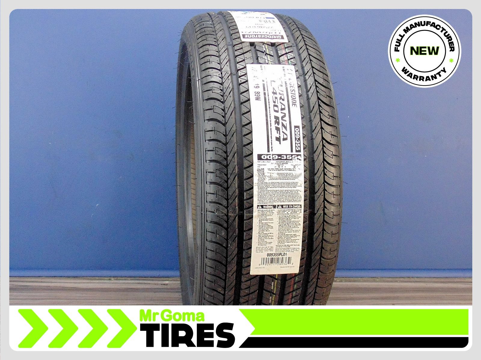 1 BRAND NEW 225/40R19 BRIDGESTONE TURANZA EL450 AR RSC RFT TIRE 89W Run ...
