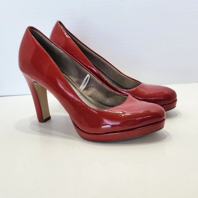 Tamaris Women's Size 38 US 8 Red 4'' High Heel Shoes Pumps Rockabilly Cherry Red