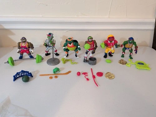 Vtg TMNT Playmates 1991 Teenage Mutant Ninja Turtles Figure Sewer Sports Lot