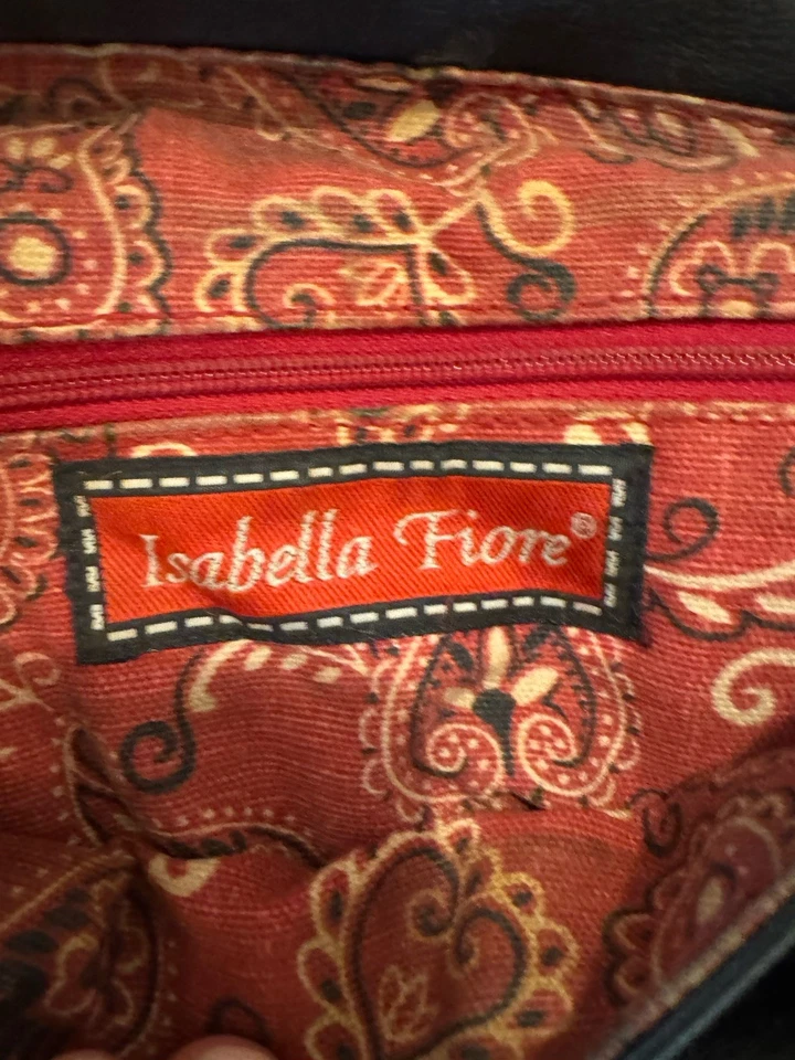 Bolsa de ombro Isabella Fiore floral de couro bordado com miçangas Y2K vintage rara - Imagem 4 de 4