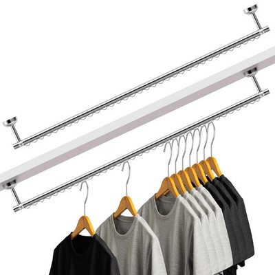 Wonderjune 2 Pack Closet Rail Hanging Closet Rod Ceiling Clothes Rack Any Ang...