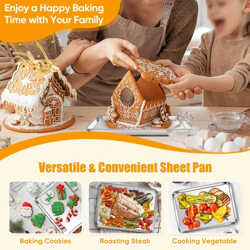 Homikit Confezione da 2 Teglie da Forno, 9 x 13 Pollici Acciaio Inox 12,4x9,7x1, Argento  - Foto 9 di 9