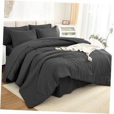 Comforter California King Size Set - 7 California King 104"x96" Dark Grey