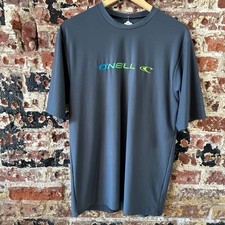 O'Neill Short Sleeve Shirt Rash Guard Water Fishing Sun shirt UV Gray Mens Large