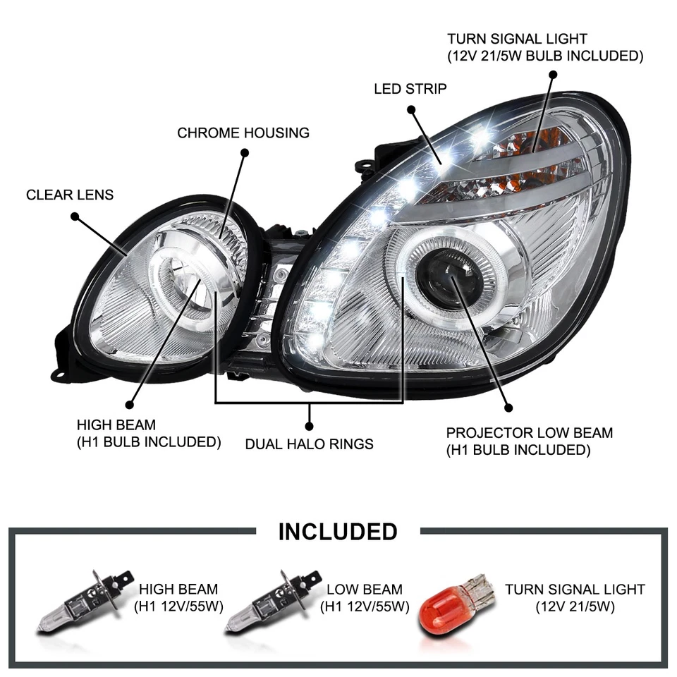 Fits 1998-2005 Lexus GS300 GS400 LED Halo Projector Headlights Lamps Left+Right Foto 3 de 4