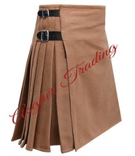 Khaki Wool 8 Yard Kilt Men's Traditional 100 Wool Kilt Custom Size Men kilts