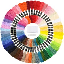 Embroidery Floss 50 Skeins Cross Stitch Thread Rainbow Color Friendship Brace...