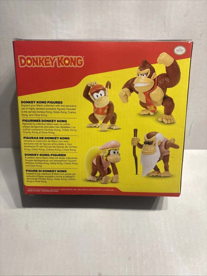 Jakks Pacific Nintendo Donkey Kong 2 1/2'' Figure 4pk Toy Set Diddy Cranky Dixie - Image 2 of 4