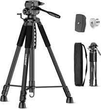 Adjustable 67.72-Inch Lightweight Laser Level Tripod with 3-Way Swivel