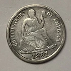 1891 Seated Liberty Silver Dime. Type Coin