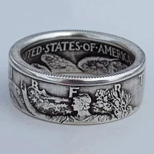 Silver Dollar Coin Ring Handmade Crafted Rare Silver Morgan Men Rings