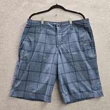 O'Neill Men Shorts 34 Blue Plaid Chino Button 10" Inseam