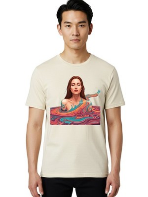 Woman-In-Swirling-Liquid Mens Graphic Tee, 100% Cotton, Casual Summer Wear