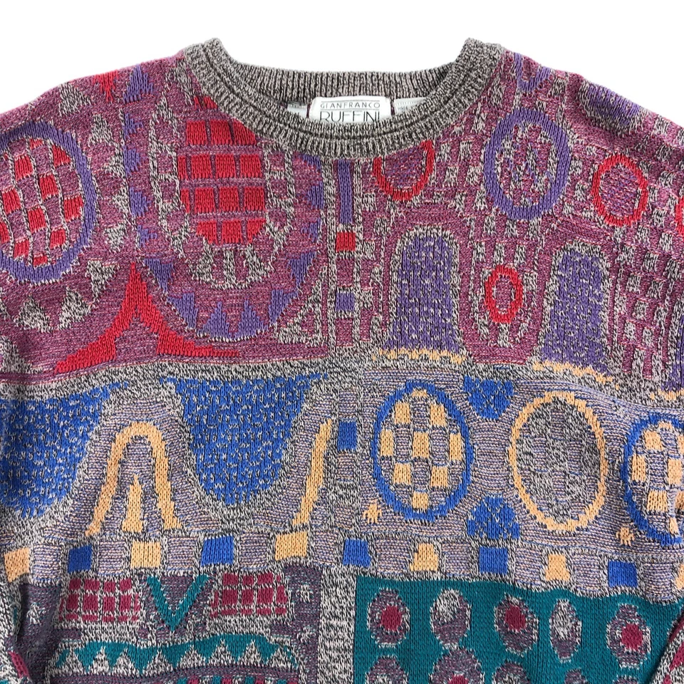 Suéter Geométrico De Colección Gianfranco Ruffini Hombres Mediano Adulto Cuello Redondo Foto 3 de 4