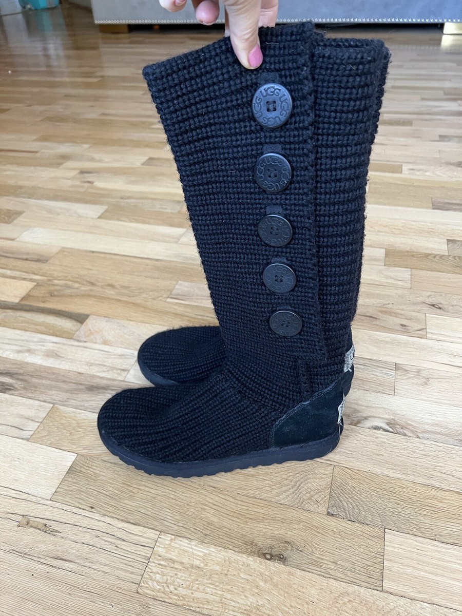 UGG Australia Cardy Classic Knit Tall Sweater Women's Gray Boots