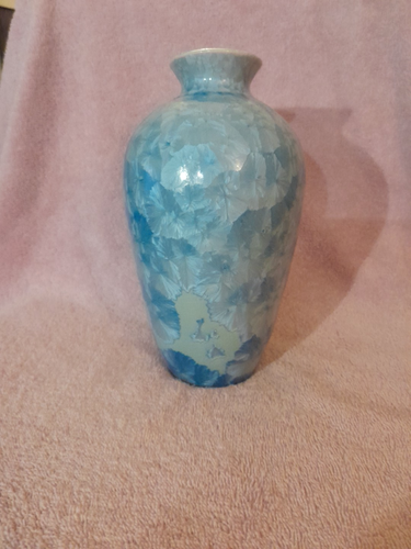 Jon Price California Kunstkeramik kristalline 8" blaue Vase A1411 Vintage? - Bild 6 von 15