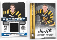Lot: 2 2014-15 ITG Draft Marcus Pettersson Prospects Autographs Jerseys Blue /75