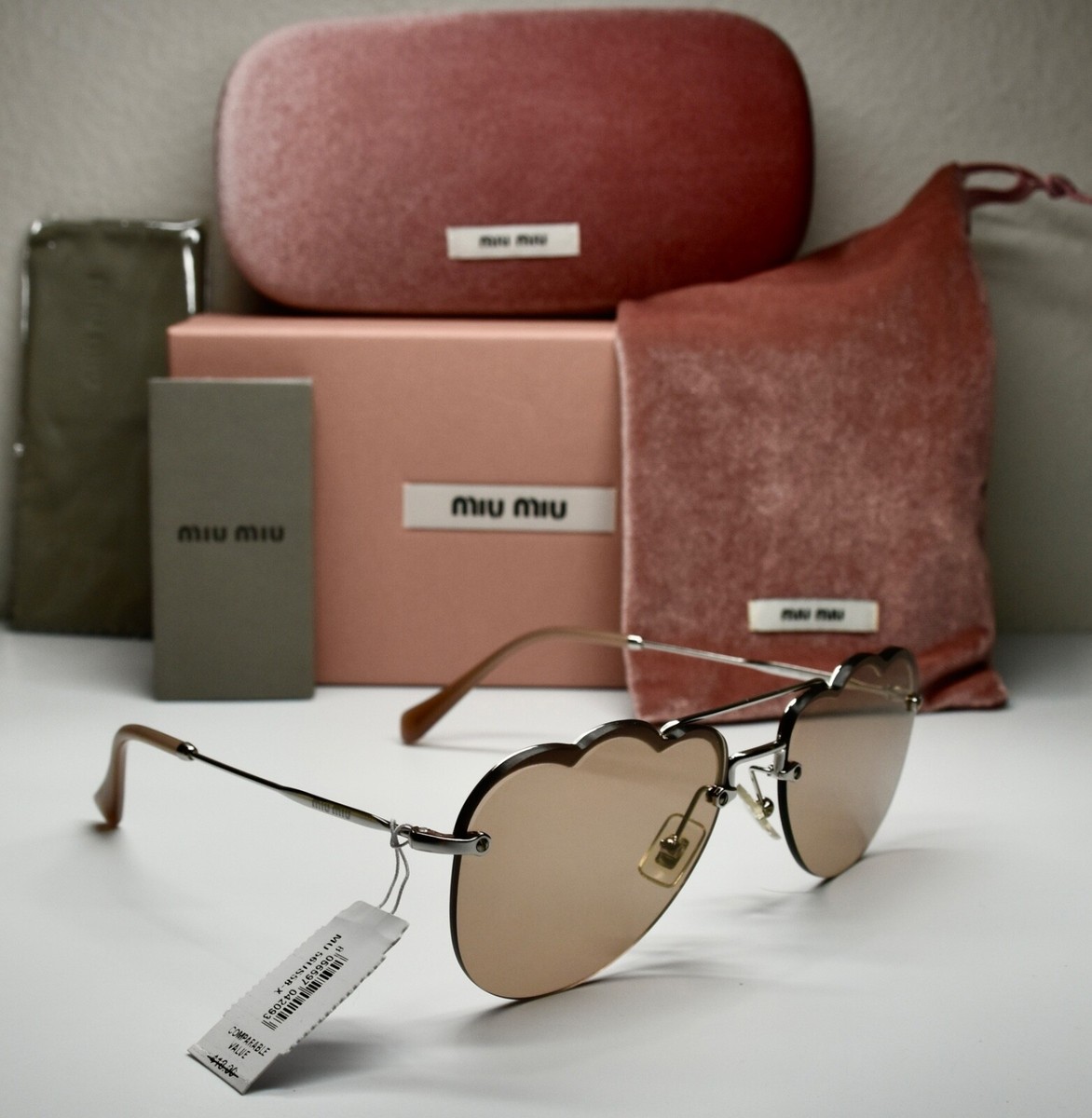 Miu Miu Aviator Sunglasses SMU56US 1BC176 58 NEW MIU MIU SMU 56U 1BC-176 MIRRORED SUNGLASSES SIZE:58-17  main image 3
