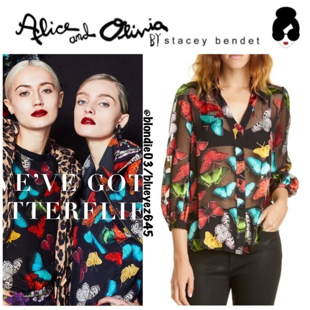 Alice + Olivia “Sheila” butterfly print blouson blouse XS | eBay Alice + Olivia “Sheila” butterfly print blouson blouse XS | eBay