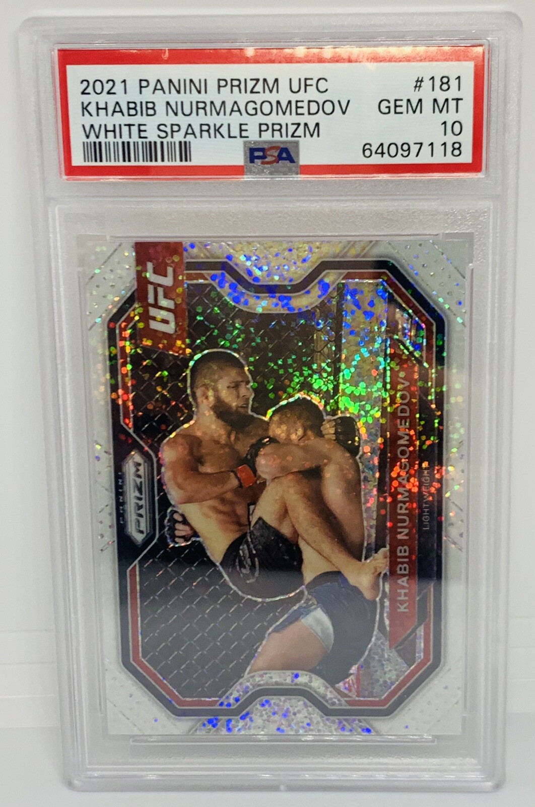 2021 Prizm UFC Khabib Nurmagomedov White Sparkle SP /20 PSA 10 GEM MINT SSP HOF
