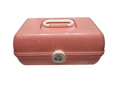 Vintage Plano Caboodles Peach Salmon Mirror Cosmetics Makeup Organizer 5626 USA