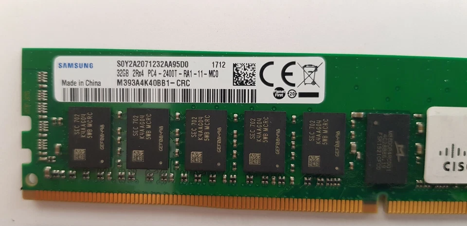 Cisco UCS-MR-1X322RV-A 32GB DDR4 2.4Mhz PC4-19200 Server Memory - Image 3 of 4