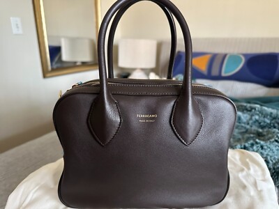 Ferragamo Star Triple Zip Leather Top-Handle Bag - Chocolate