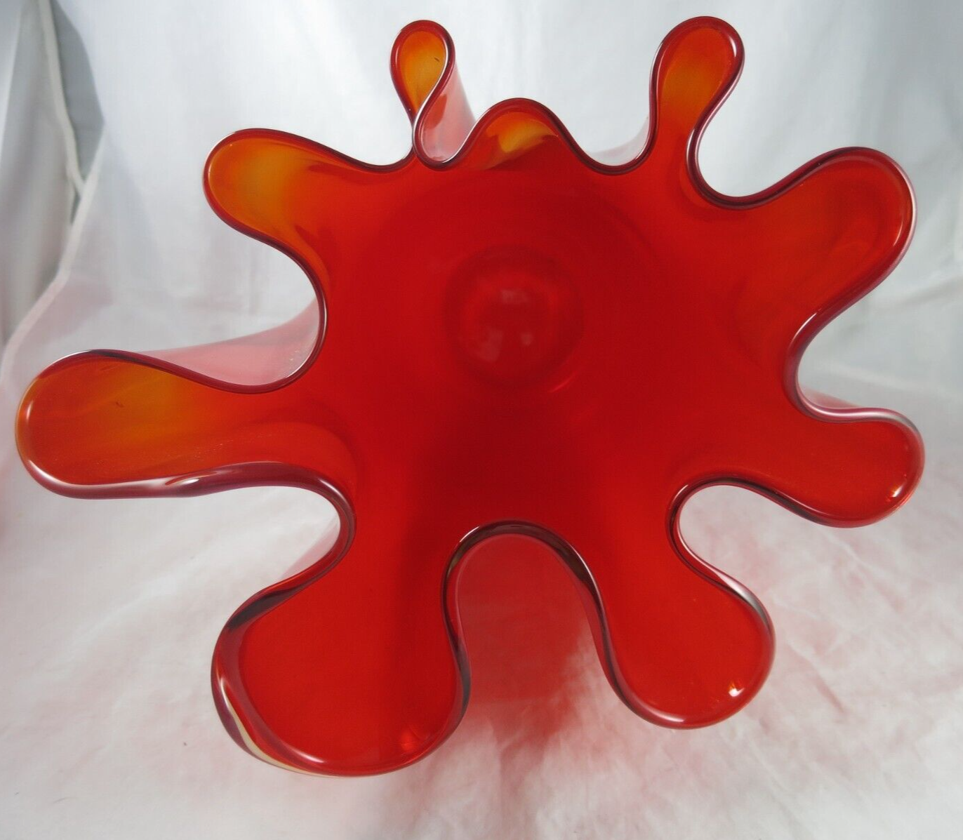 Red Glass Handkerchief Vase Ruffle Translucent Heavy XLarge 15.5"T x 11.5"W 9 Lb eBay