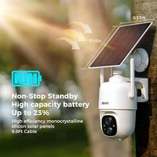 Sovmiku CQ1 AI 2K Solar Security Camera Wireless Outdoor, Battery Powered Cam, T