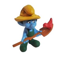 MCDONALDS HAPPY MEAL TOY THE SMURFS 2011 FARMER SMURF FIGURE PEYO blue Smurf
