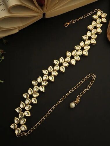 Headband Kundan Gold Plated Bollywood Wedding Enamel Reversible Indian - Bild 2 von 23